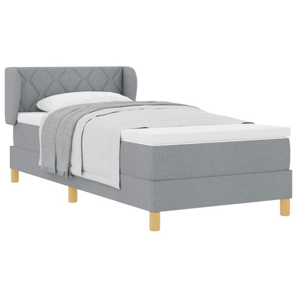 vidaXL Cama Box com colch&atilde;o Cinzento-claro 90 x 190 cm tecido