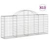 vidaXL Cestos gabi&atilde;o arqueados 13pcs 200x30x80/100cm ferro galvanizado
