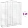 vidaXL Cestos gabi&atilde;o arqueados 15 pcs 200x50x220/240 ferro galvanizado