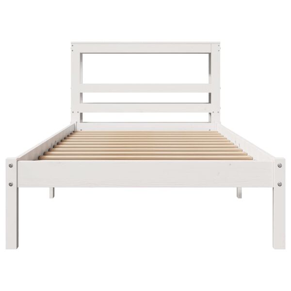 vidaXL Cama sem colch&atilde;o 75x190 cm madeira de pinho maci&ccedil;a branco