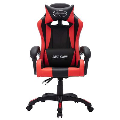 vidaXL Cadeira estilo corrida luzes LED RGB couro arti. vermelho/preto