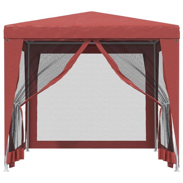 vidaXL Tenda festas c/ 4 paredes laterais rede 2,5x2,5m PEAD vermelho