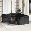 vidaXL Conjunto de Sof&aacute; de Jardim 9 pcs Preto vime PE