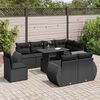 vidaXL 9 pcs conjunto de sof&aacute;s p/ jardim c/ almofad&otilde;es vime PE preto