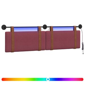 vidaXL Cabeceira suspensa Com luz LED Vinho Vermelho PU Antigo