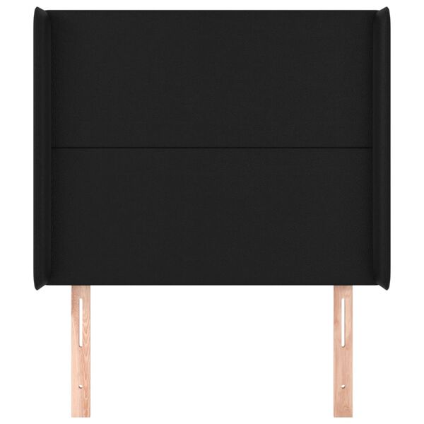 vidaXL Cabeceira de cama c/ abas couro artif. 83x16x118/128 cm preto