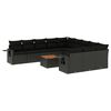 vidaXL 12 pcs conjunto de sof&aacute;s de jardim c/ almofad&otilde;es vime PE preto