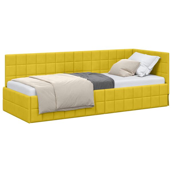 vidaXL Estrutura de Cama de Canto Amarelo 80 cm x 200 cm Veludo