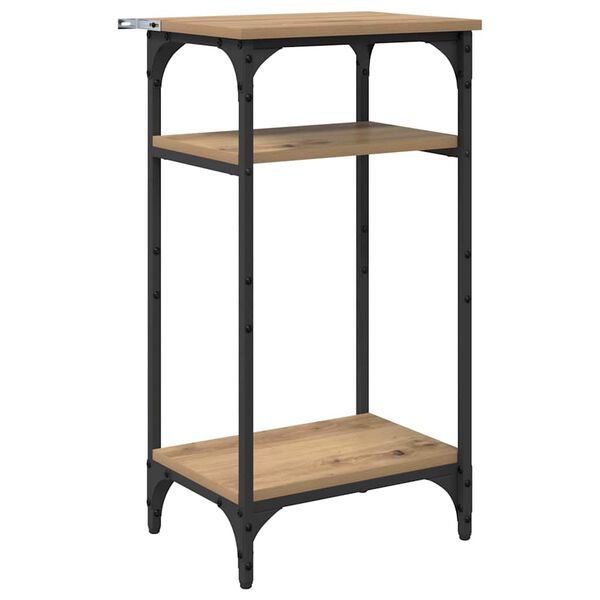 vidaXL Mesa Lateral com prateleira Carvalho Artesanal 40 x 30 x 75 cm