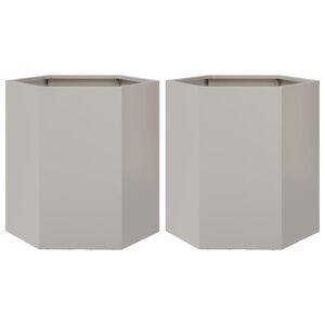 vidaXL Vasos floreiras de jardim 2 pcs hexagonal 46x40x45 cm a&ccedil;o inox.
