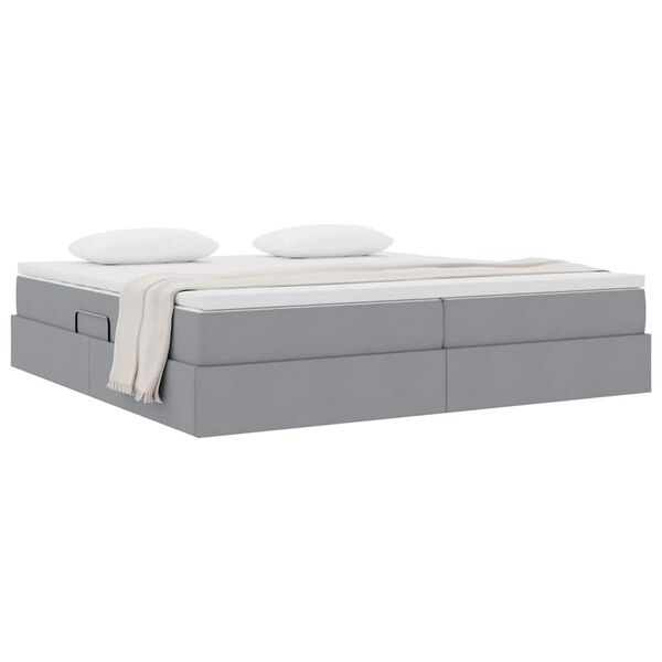 vidaXL Cama com arruma&ccedil;&atilde;o e colch&atilde;o Cinzento-claro 200 x 200 cm