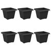 vidaXL Vaso Quadrado para Flores 6 unid. Preto 33 x 33 x 26 cm