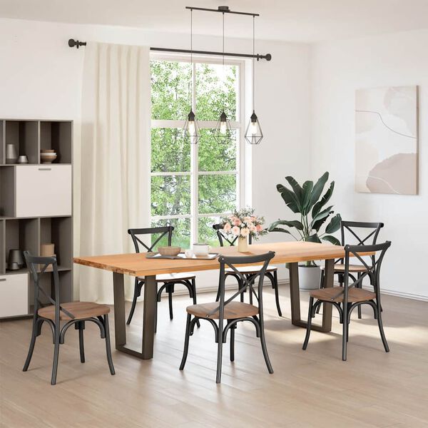 vidaXL P&eacute;s para mesa de jantar em formato de V, 2 pe&ccedil;as, a&ccedil;o natural, 60x(72-73,3) cm, a&ccedil;o