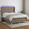 vidaXL Cama box spring colch&atilde;o/LED 140x200 cm tecido cinza-acastanhado