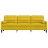 vidaXL Sofá 3 lugares c/ almofadas decorativas 210 cm veludo amarelo