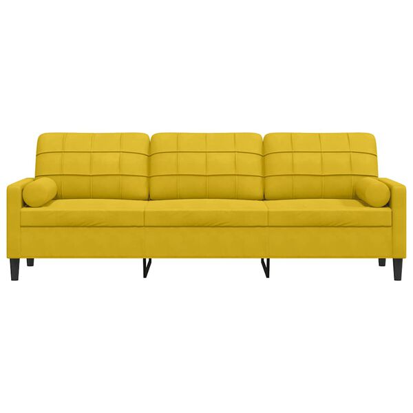 vidaXL Sofá 3 lugares c/ almofadas decorativas 210 cm veludo amarelo