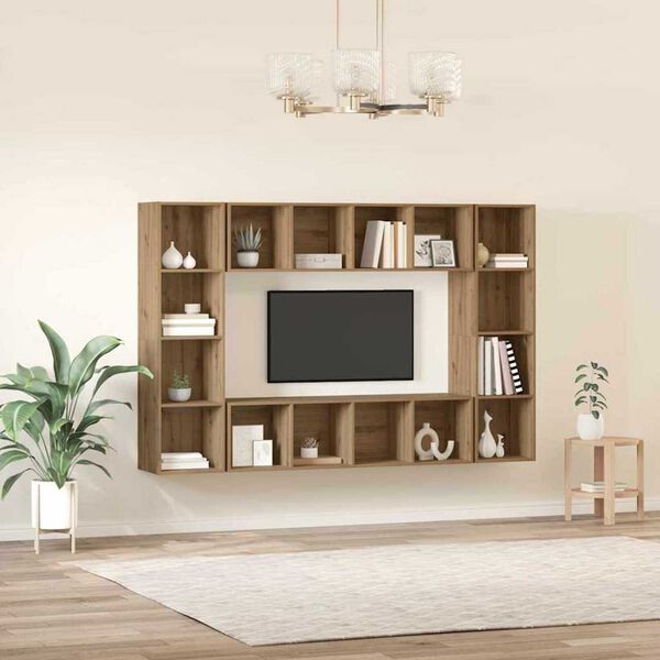 vidaXL Conjunto de m&oacute;vel de TV 4 pcs Castanho 37 x 37 x 142,5 cm