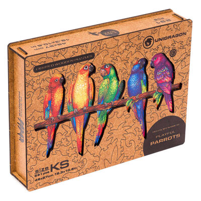 UNIDRAGON Puzzle de madeira 291 pcs Playful Parrots King Size 49x27 cm