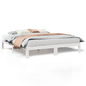 vidaXL Cama sem colch&atilde;o 160x200 cm madeira de pinho maci&ccedil;a branco