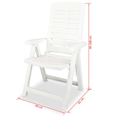 vidaXL Cadeiras de jardim reclináveis 4 pcs plástico branco