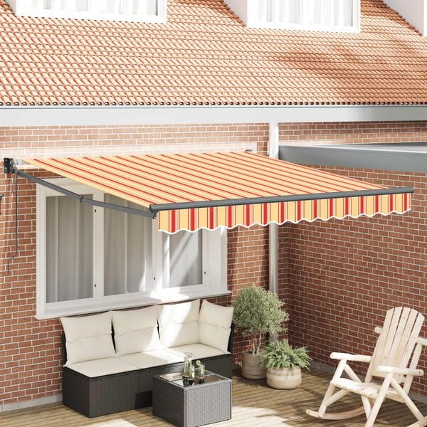 vidaXL Toldo Retr&aacute;til Amarelo e Laranja 300 x 250 cm