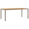 vidaXL Mesa de jardim com tampo de madeira de ac&aacute;cia vime PE cinza
