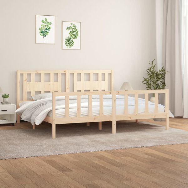 vidaXL Estrutura de cama com cabeceira 200x200 cm pinho maci&ccedil;o