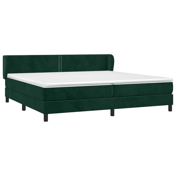 vidaXL Cama com molas/colch&atilde;o 200x200 cm veludo verde-escuro