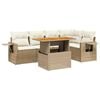 vidaXL 6 pcs conjunto de sof&aacute;s p/ jardim com almofad&otilde;es vime PE bege