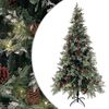 vidaXL &Aacute;rvore Natal pr&eacute;-iluminada c/ pinhas 225 cm PVC/PE verde/branco