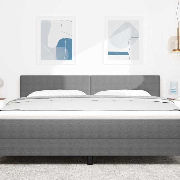 vidaXL Cabeceira LED com cabeceira Cinzento-claro 180 cm Poli&eacute;ster