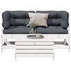 vidaXL 3 pcs conjunto lounge jardim c/ almofad&otilde;es pinho maci&ccedil;o branco