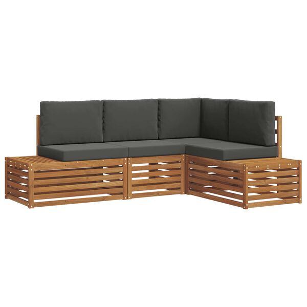 vidaXL Conjunto de Sof&aacute;s para Exterior 4 Pe&ccedil;a Natural e Antracite