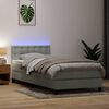 vidaXL Cama box spring c/ colch&atilde;o e LED cinzento-claro 90x220 cm veludo