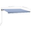 vidaXL Toldo retrátil manual com LED 400x300 cm azul e branco