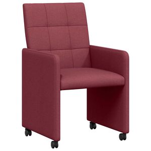 vidaXL Cadeiras de Jantar com Rodas 2 unid. tecido vermelho tinto