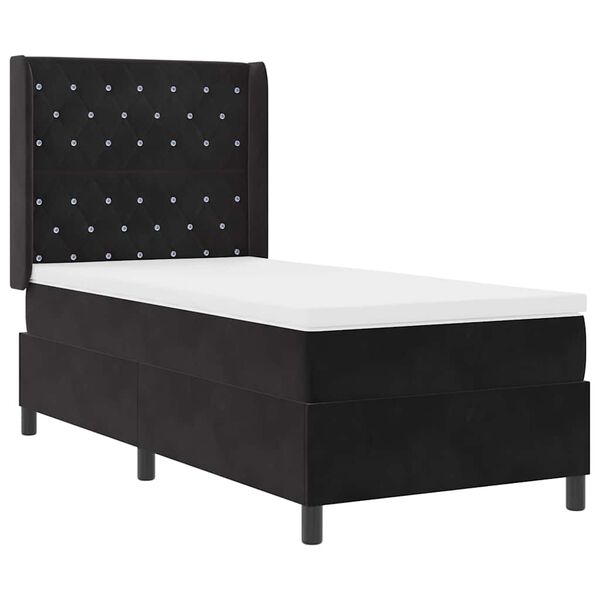 vidaXL Cama Box com cabeceira Preto 90 x 200 cm Veludo