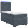 vidaXL Cama Box Spring com Colch&atilde;o e LED Cinzento-Escuro 90 x 190 cm