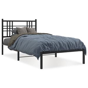 vidaXL Estrutura de cama com cabeceira 90x190 cm metal preto