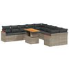 vidaXL 11 pcs conjunto sof&aacute;s de jardim c/ almofad&otilde;es vime PE cinzento