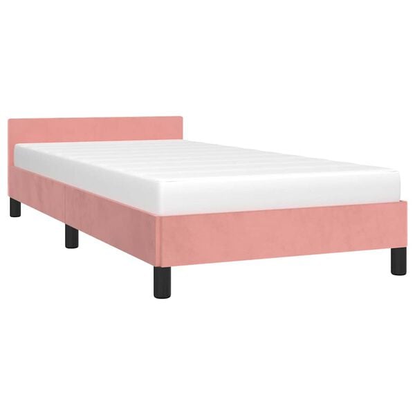 vidaXL Estrutura cama c/ cabeceira sem colch&atilde;o 90x190 cm veludo rosa