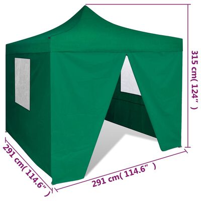 vidaXL Tenda dobrável 3 x 3 m verde com 4 paredes