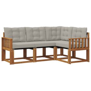 vidaXL Conjunto de Sof&aacute;s para Exterior 4 unid. Cinza Natural e Claro