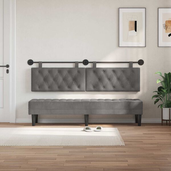 vidaXL Cabeceira Suspensa Cinza Escuro 170 x 55 x 7 cm Veludo