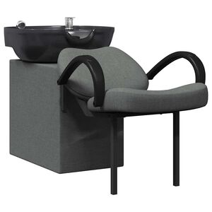 vidaXL Cadeira de Shampoo Cinza Escuro e Preto 136 x 60 x 92 cm tecido