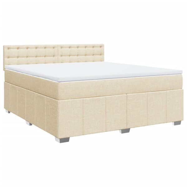 vidaXL Cama com molas/colch&atilde;o 180x200 cm tecido cor creme