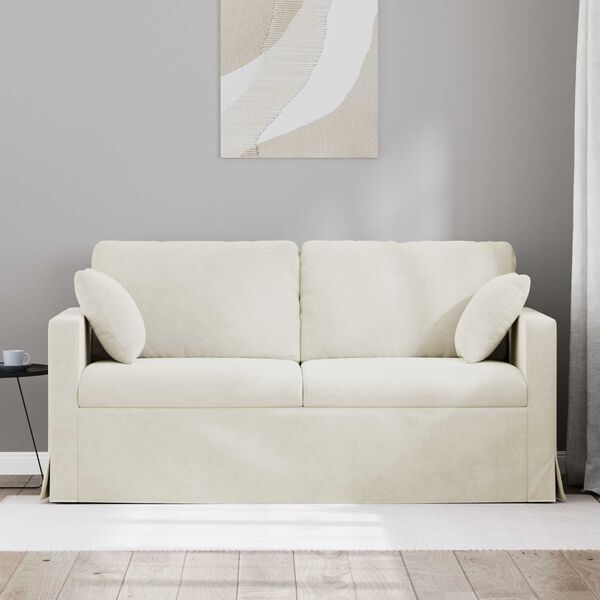 vidaXL Sof&aacute; Creme 158 x 78 x 80 cm Veludo