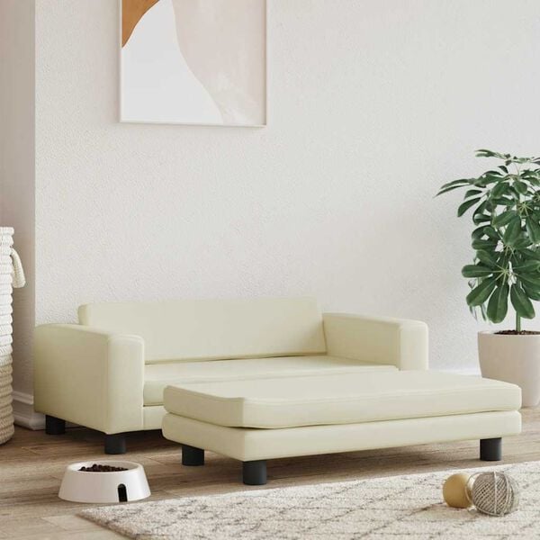 vidaXL Cama para cães com extensão 100x50x30 cm couro artificial creme