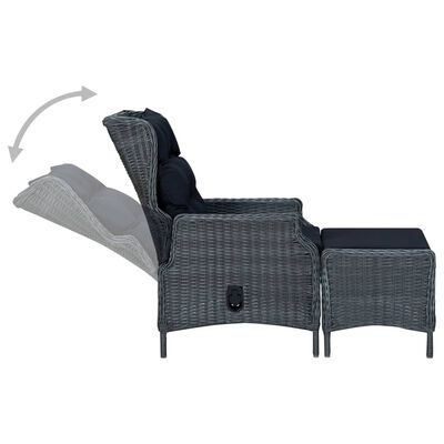 vidaXL Cadeira jardim reclinável c/ apoio pés vime PE cinzento-escuro