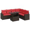 vidaXL 7 pcs conjunto sof&aacute;s jardim almofad&otilde;es vime PE/ac&aacute;cia cinzento